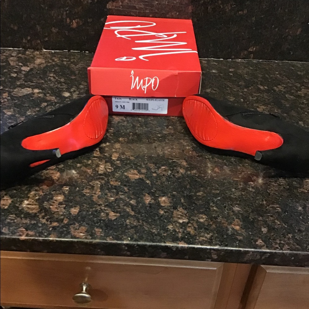 Impo black heels with red bottoms size 9